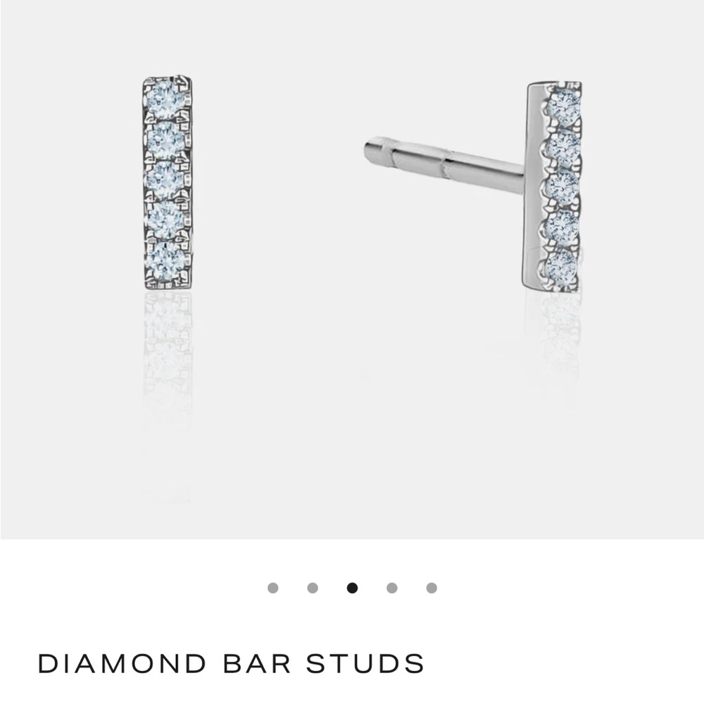 White gold Diamond Bar Stud Earrings